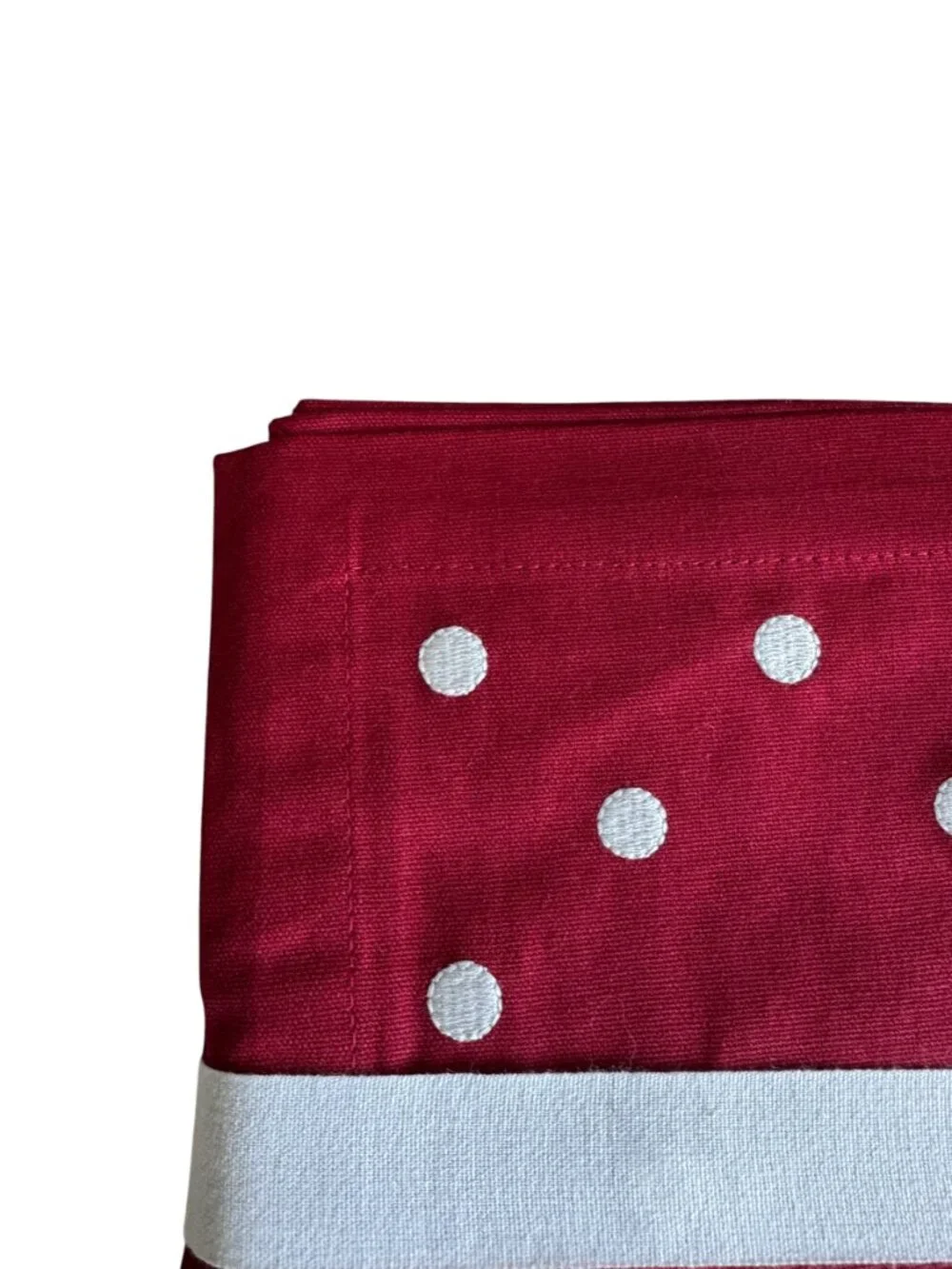 Pottery Barn Polka Dot Embroidered New Set Of Four Red White
